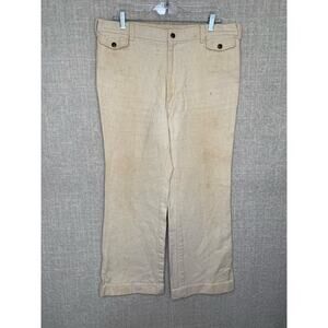 Tobias Pants Vintage Cloth Canvas Cream Beige 36 x 29 Flap‎ Pockets Painters